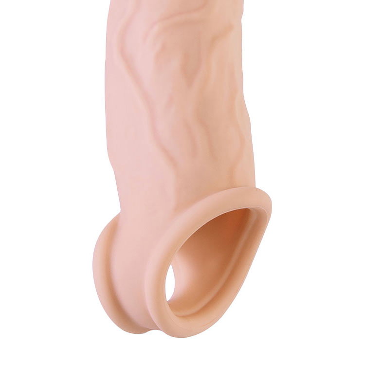 Adam & Eve Adam's XL Vibro-Sleeve, a textured silicone penis sleeve with vibrating tip and base strap